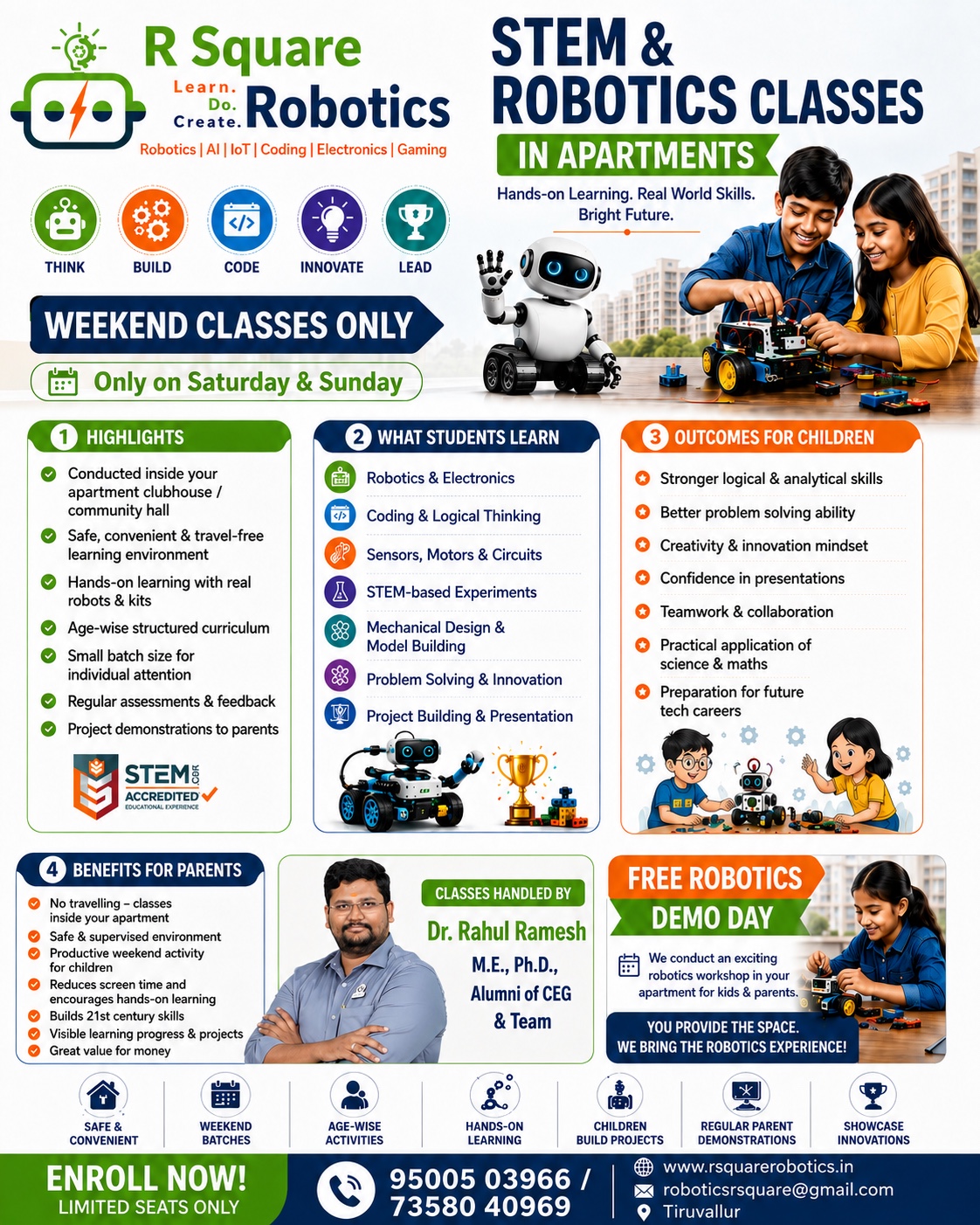 R Square Robotics STEM and Robotics Classes in Apartments program overview
